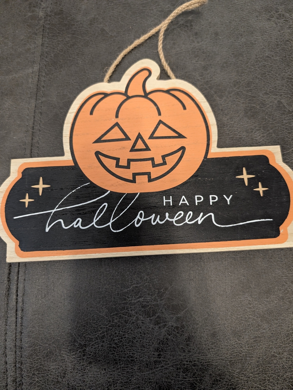 Happy Halloween Pumpkin Wall Sign - Orange & Black